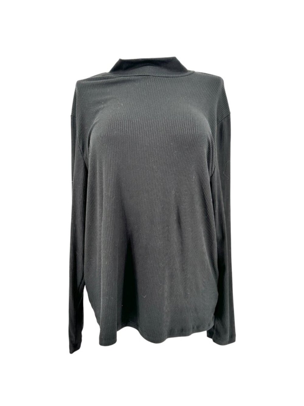 Lularoe Penelope Top Womens 3XL Black Ribbed Mock Neck LS Polyester Spandex NWT